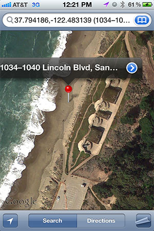GPS map from Sarah's iPhone