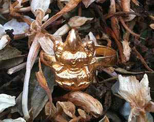 Ring featuring Lakshmi Hindu goddess of wealth