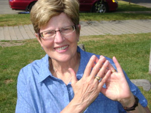 Sharon Loton with the recovered 1937 Class Ring