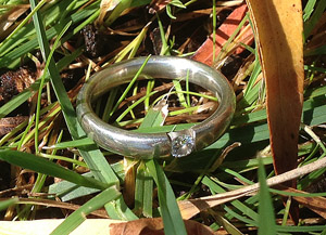 This is the diamond wedding ring Regina lost while camping in Almaden Valley, San Jose
