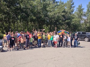The Apocalypse Scooter Club celebrate the recovery of their Time Capsule