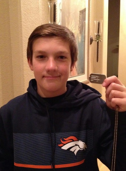 Jordan happy to get his grandfathers military dog tag back.