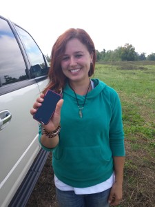 Horse back rider looses cell in field