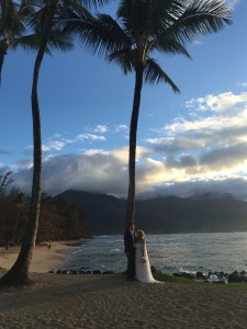 Matt and Keila on their wedding day in Kauai.