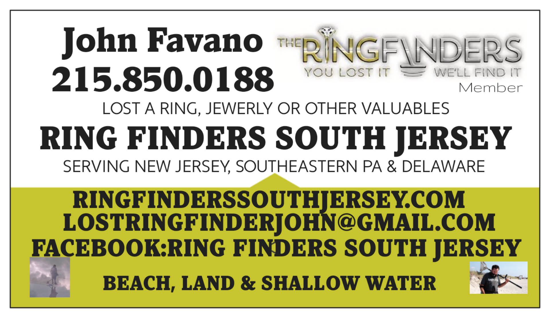 ring finder, NJ, new jersey ring finder, metal detector service, jersey shore 